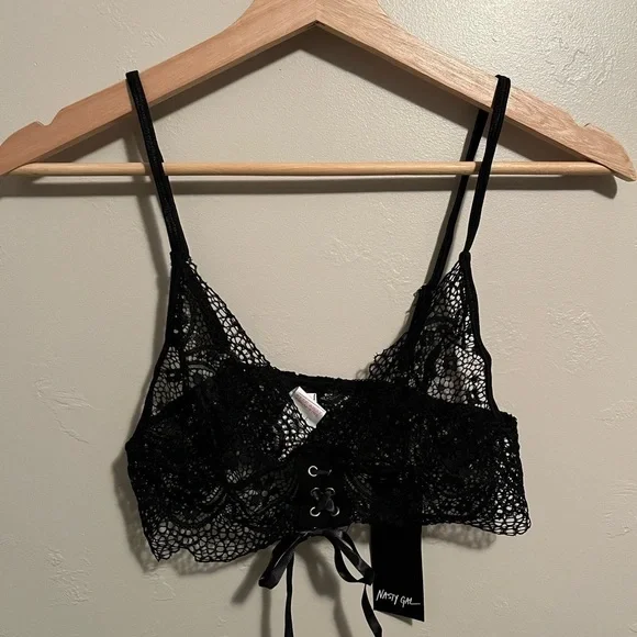 Nasty Gal Lace Up Detail Longline Bralette NWT - Picture 3 of 10